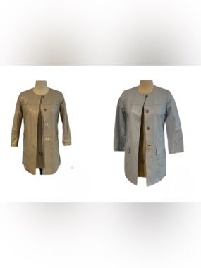 Per Se by Carlisle Women's Light Blue / Beige reversible  Leather Jacket NWT
